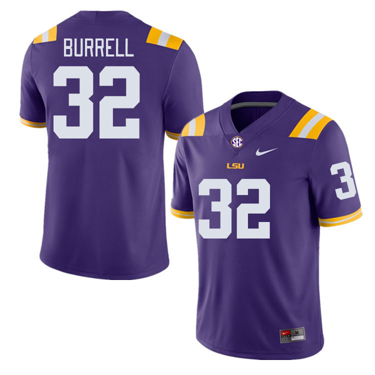 Men #32 Aeron Burrell LSU Tigers College Football Jerseys Stitched-Purple